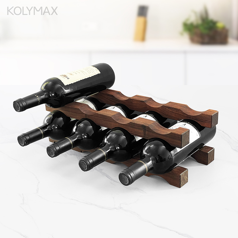 Wine Beer Rack - Range-bouteilles en bois massif multi-niveaux, présentoir